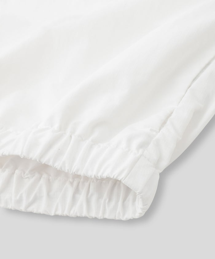 ［UＶカット］シアー ギャザリング フード ブルゾン KINO THE KEI ナイロンブルゾン フードブルゾン ライトアウター ショートブルゾン ナイロンジャケット フードジャケット ウィンドブレーカー ドローストリングブルゾン ドロストデザイン ギャザーネック スタンドネックブルゾン