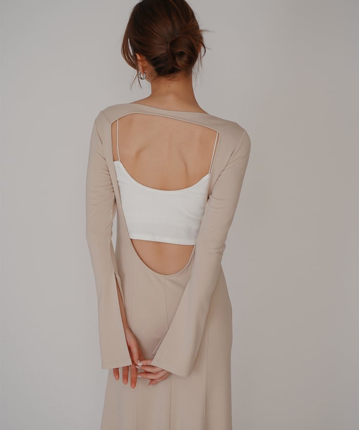 バック スクープオープン フレア ワンピース KINO THE KEI バックオープンワンピース スクープバックワンピース ボートネックワンピース フレアワンピース ロングワンピース デザインワンピース 美シルエットワンピース スタイルアップワンピース 大人フェミニンワンピース