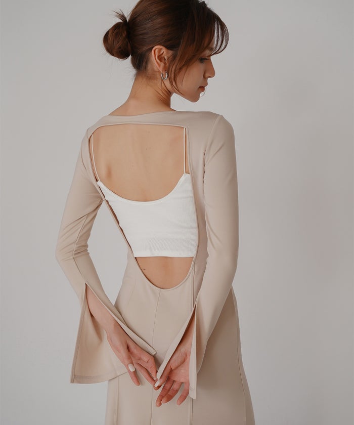 バック スクープオープン フレア ワンピース KINO THE KEI バックオープンワンピース スクープバックワンピース ボートネックワンピース フレアワンピース ロングワンピース デザインワンピース 美シルエットワンピース スタイルアップワンピース 大人フェミニンワンピース