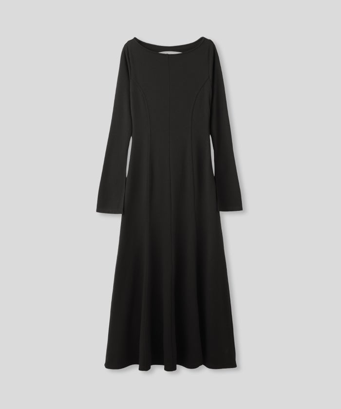 バック スクープオープン フレア ワンピース KINO THE KEI バックオープンワンピース スクープバックワンピース ボートネックワンピース フレアワンピース ロングワンピース デザインワンピース 美シルエットワンピース スタイルアップワンピース 大人フェミニンワンピース