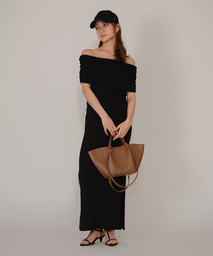 オフショル ニット ワンピース KINO THE KEI ストレッチワンピース ボディラインワンピース フィットシルエットワンピース 大人色気ワンピース 韓国風ワンピース 抜け感ワンピース 大人女子コーデ きれいめカジュアル オフショルワンピ ニットワンピース