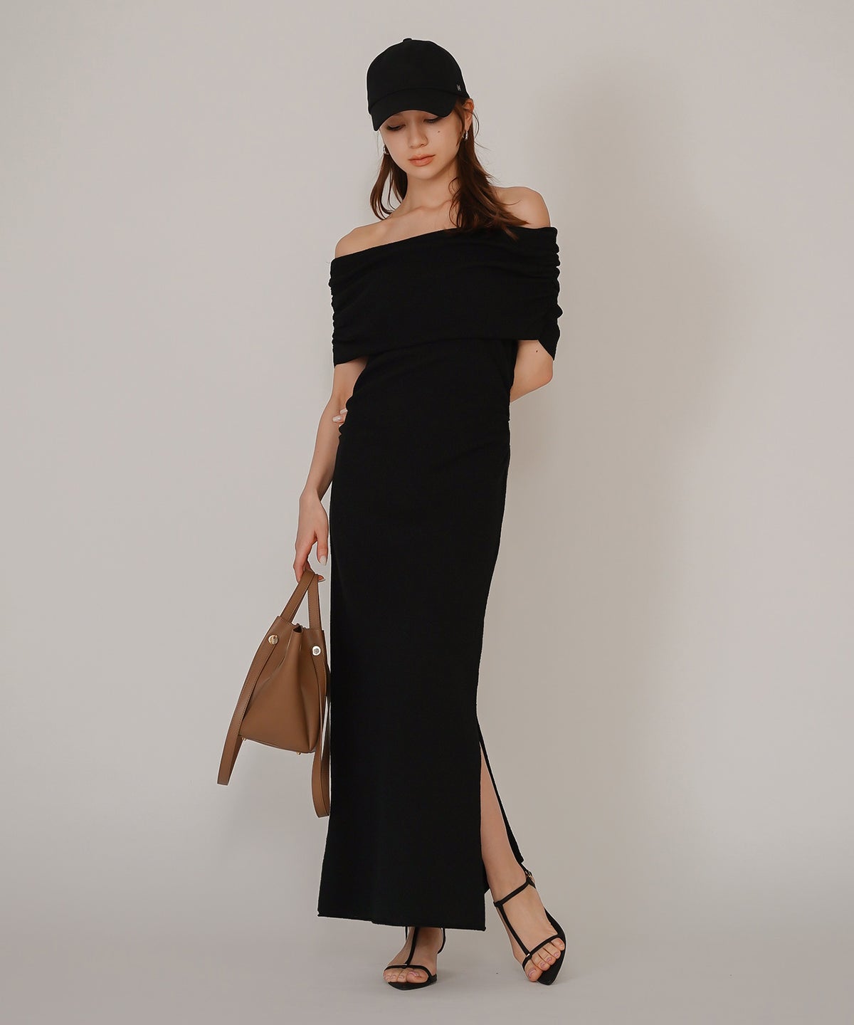 オフショル ニット ワンピース KINO THE KEI ストレッチワンピース ボディラインワンピース フィットシルエットワンピース 大人色気ワンピース 韓国風ワンピース 抜け感ワンピース 大人女子コーデ きれいめカジュアル オフショルワンピ ニットワンピース