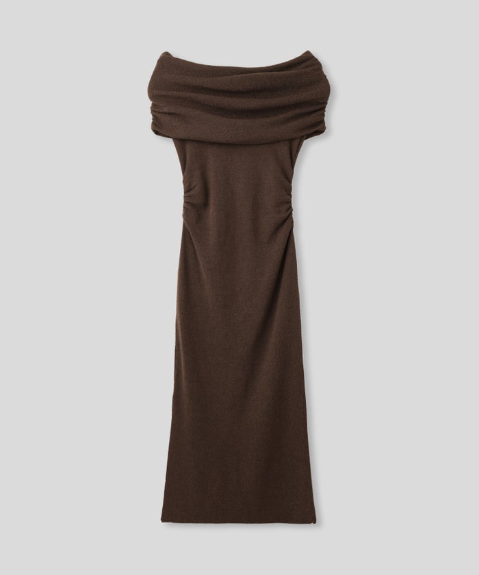 オフショル ニット ワンピース KINO THE KEI ストレッチワンピース ボディラインワンピース フィットシルエットワンピース 大人色気ワンピース 韓国風ワンピース 抜け感ワンピース 大人女子コーデ きれいめカジュアル オフショルワンピ ニットワンピース