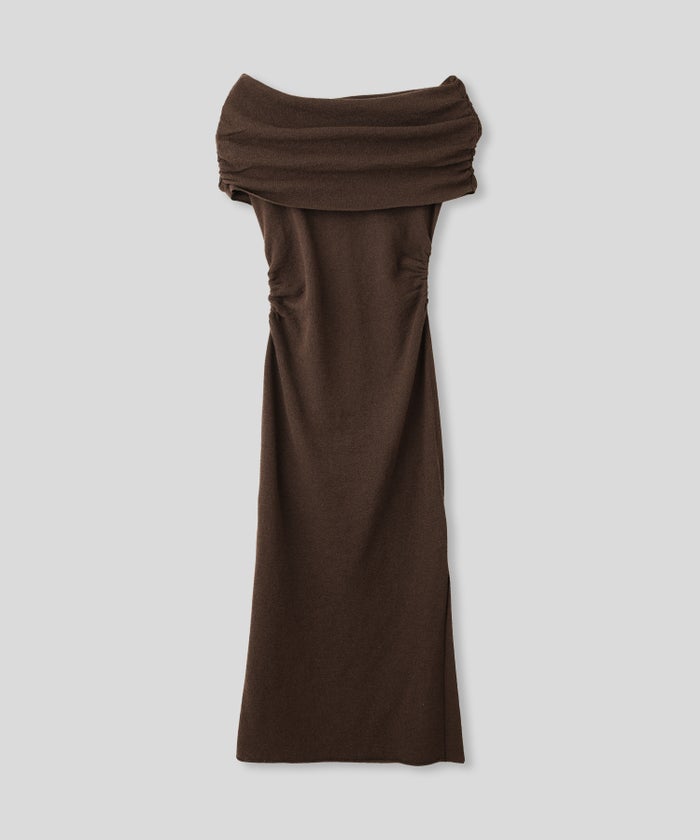 オフショル ニット ワンピース KINO THE KEI ストレッチワンピース ボディラインワンピース フィットシルエットワンピース 大人色気ワンピース 韓国風ワンピース 抜け感ワンピース 大人女子コーデ きれいめカジュアル オフショルワンピ ニットワンピース