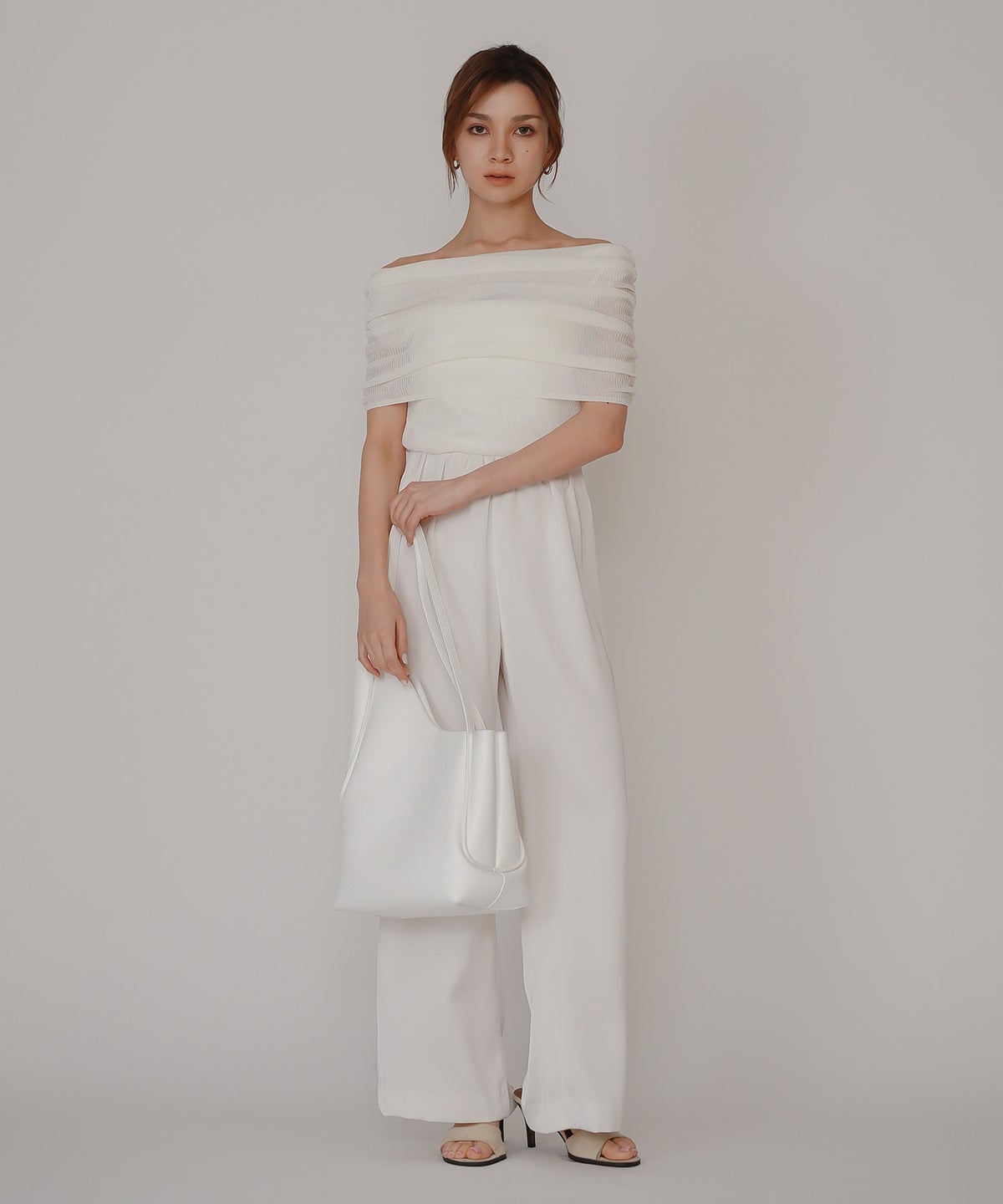 オフショル アレンジ ニット KINO THE KEI オフショルダートップス オフショルニット ワンショルダートップス ドレープトップス リブニットトップス フィットニット コンパクトトップス デザインニット 肌見せトップス