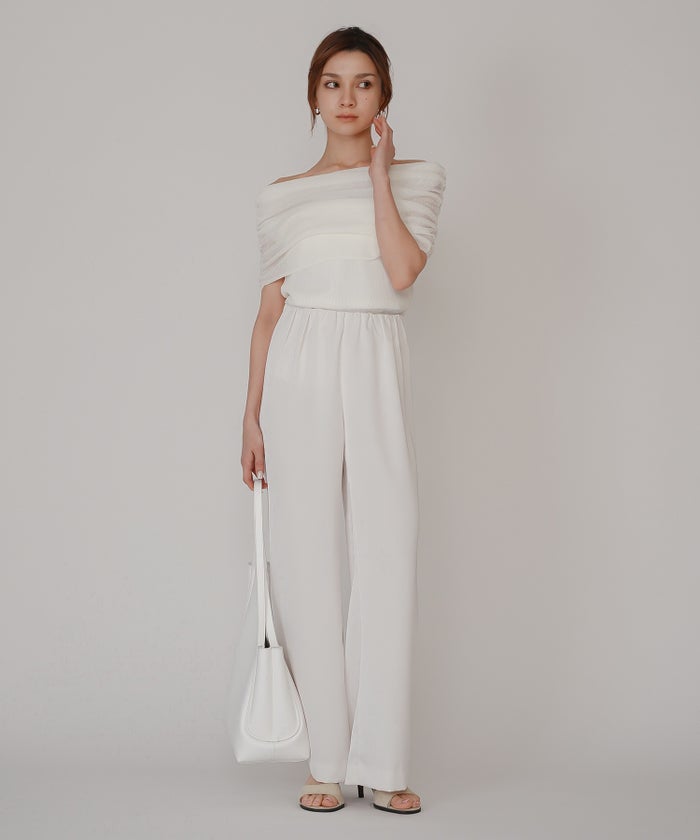 オフショル アレンジ ニット KINO THE KEI オフショルダートップス オフショルニット ワンショルダートップス ドレープトップス リブニットトップス フィットニット コンパクトトップス デザインニット 肌見せトップス