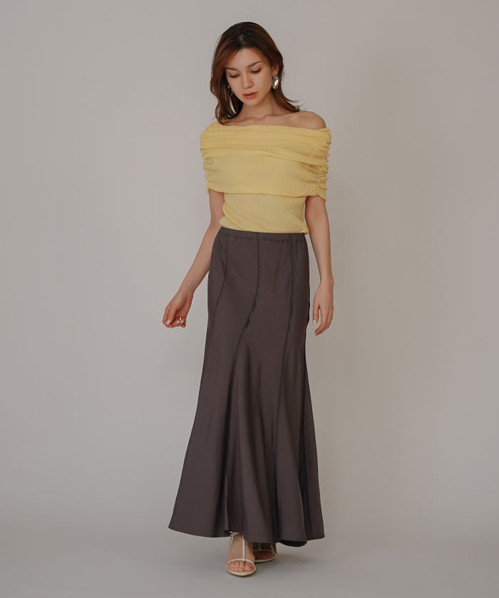 オフショル アレンジ ニット KINO THE KEI オフショルダートップス オフショルニット ワンショルダートップス ドレープトップス リブニットトップス フィットニット コンパクトトップス デザインニット 肌見せトップス