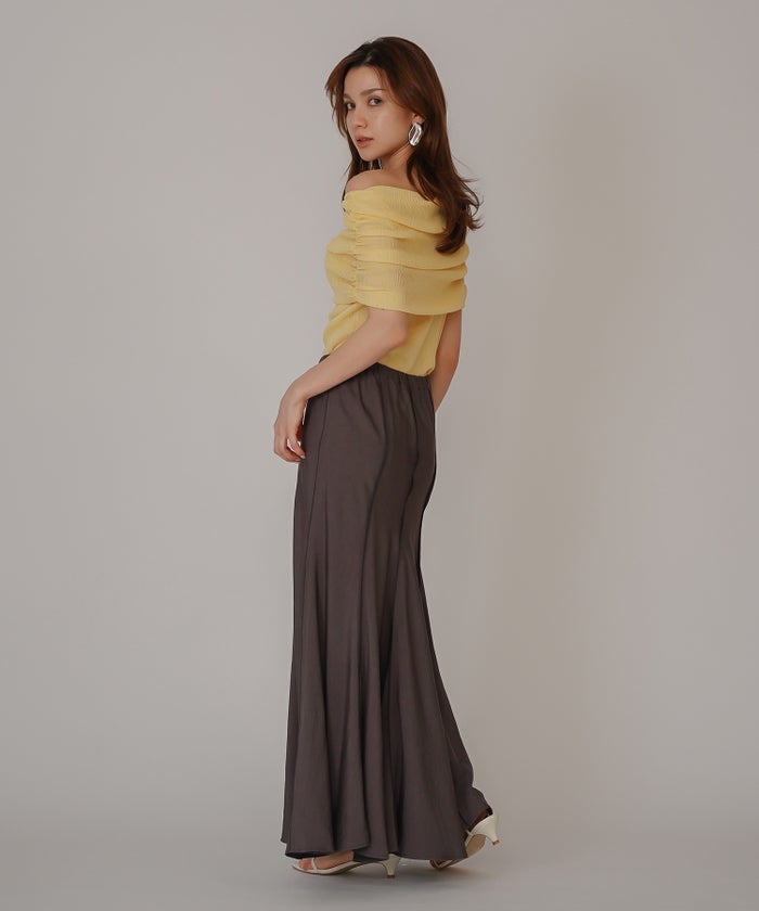 オフショル アレンジ ニット KINO THE KEI オフショルダートップス オフショルニット ワンショルダートップス ドレープトップス リブニットトップス フィットニット コンパクトトップス デザインニット 肌見せトップス