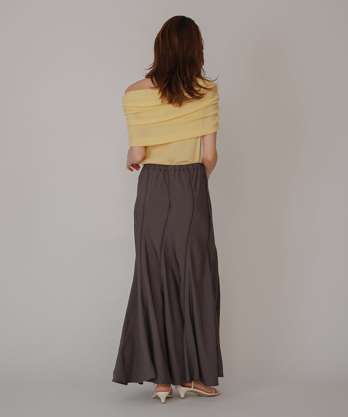 オフショル アレンジ ニット KINO THE KEI オフショルダートップス オフショルニット ワンショルダートップス ドレープトップス リブニットトップス フィットニット コンパクトトップス デザインニット 肌見せトップス