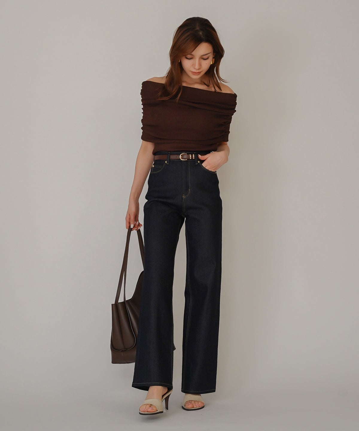 オフショル アレンジ ニット KINO THE KEI オフショルダートップス オフショルニット ワンショルダートップス ドレープトップス リブニットトップス フィットニット コンパクトトップス デザインニット 肌見せトップス