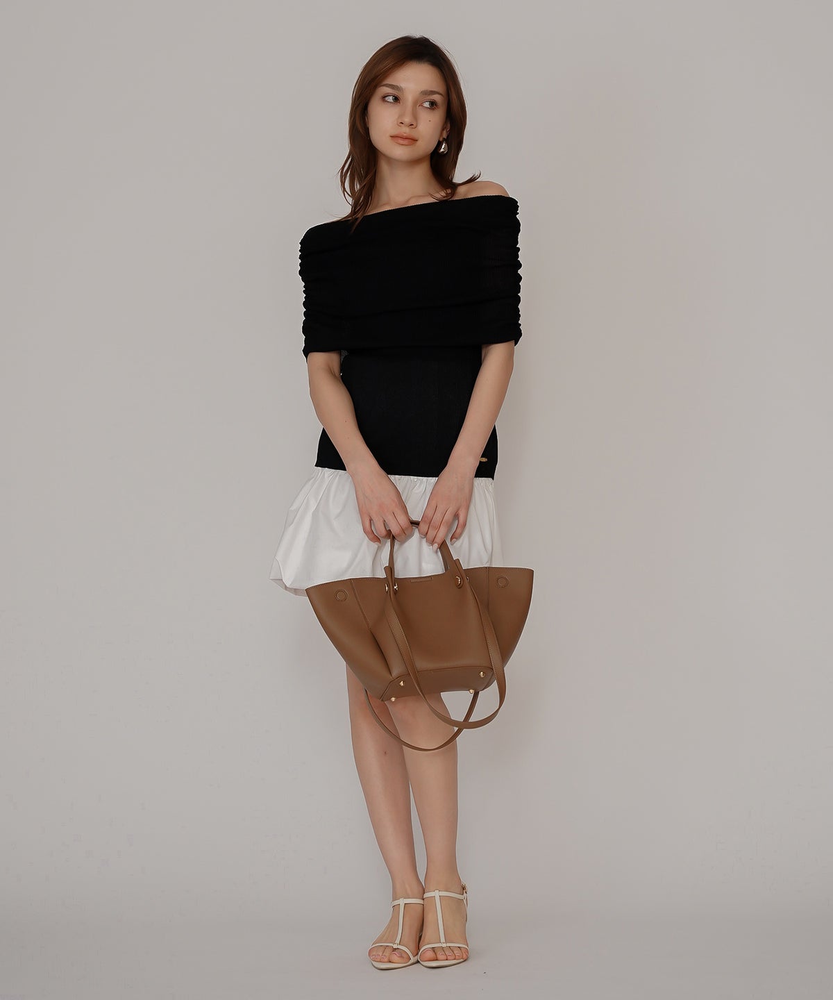 オフショル アレンジ ニット KINO THE KEI オフショルダートップス オフショルニット ワンショルダートップス ドレープトップス リブニットトップス フィットニット コンパクトトップス デザインニット 肌見せトップス