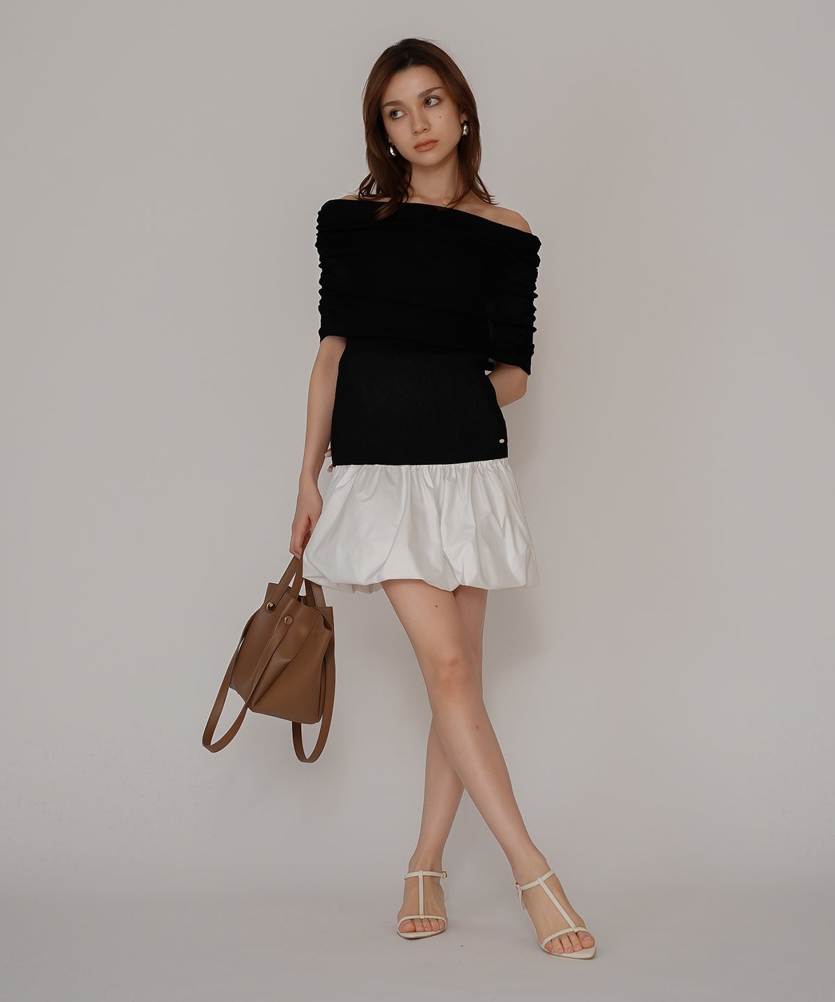 オフショル アレンジ ニット KINO THE KEI オフショルダートップス オフショルニット ワンショルダートップス ドレープトップス リブニットトップス フィットニット コンパクトトップス デザインニット 肌見せトップス