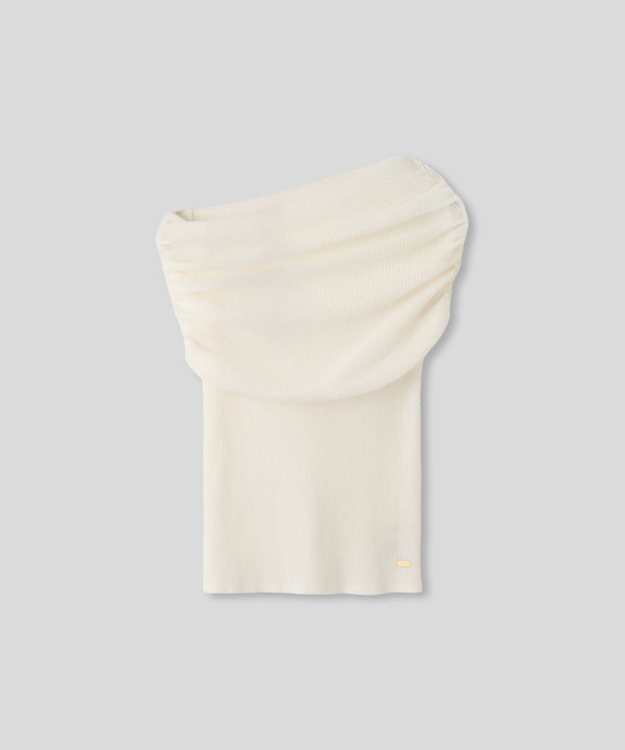 オフショル アレンジ ニット KINO THE KEI オフショルダートップス オフショルニット ワンショルダートップス ドレープトップス リブニットトップス フィットニット コンパクトトップス デザインニット 肌見せトップス