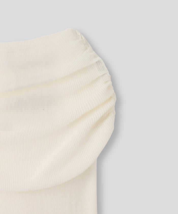 オフショル アレンジ ニット KINO THE KEI オフショルダートップス オフショルニット ワンショルダートップス ドレープトップス リブニットトップス フィットニット コンパクトトップス デザインニット 肌見せトップス