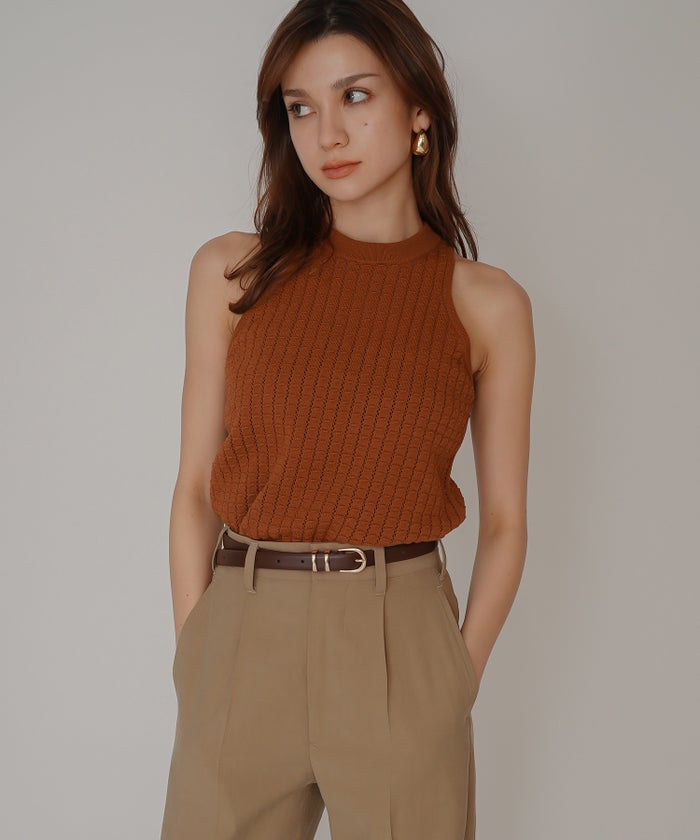 クラウド カット バックオープン アメスリニット KINO THE KEI バックオープン ニット バックシャン ニットトップス レースアップニット クロスストラップ ニット リボンデザイン 背中開きトップス リブニット ノースリーブニット タンクニット フィットニット