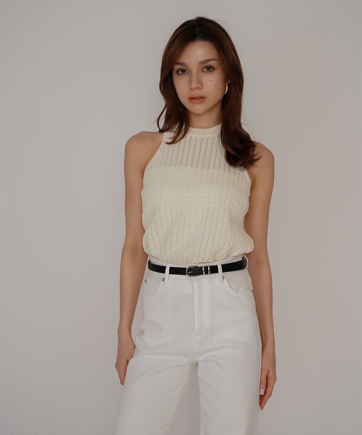 クラウド カット バックオープン アメスリニット KINO THE KEI バックオープン ニット バックシャン ニットトップス レースアップニット クロスストラップ ニット リボンデザイン 背中開きトップス リブニット ノースリーブニット タンクニット フィットニット