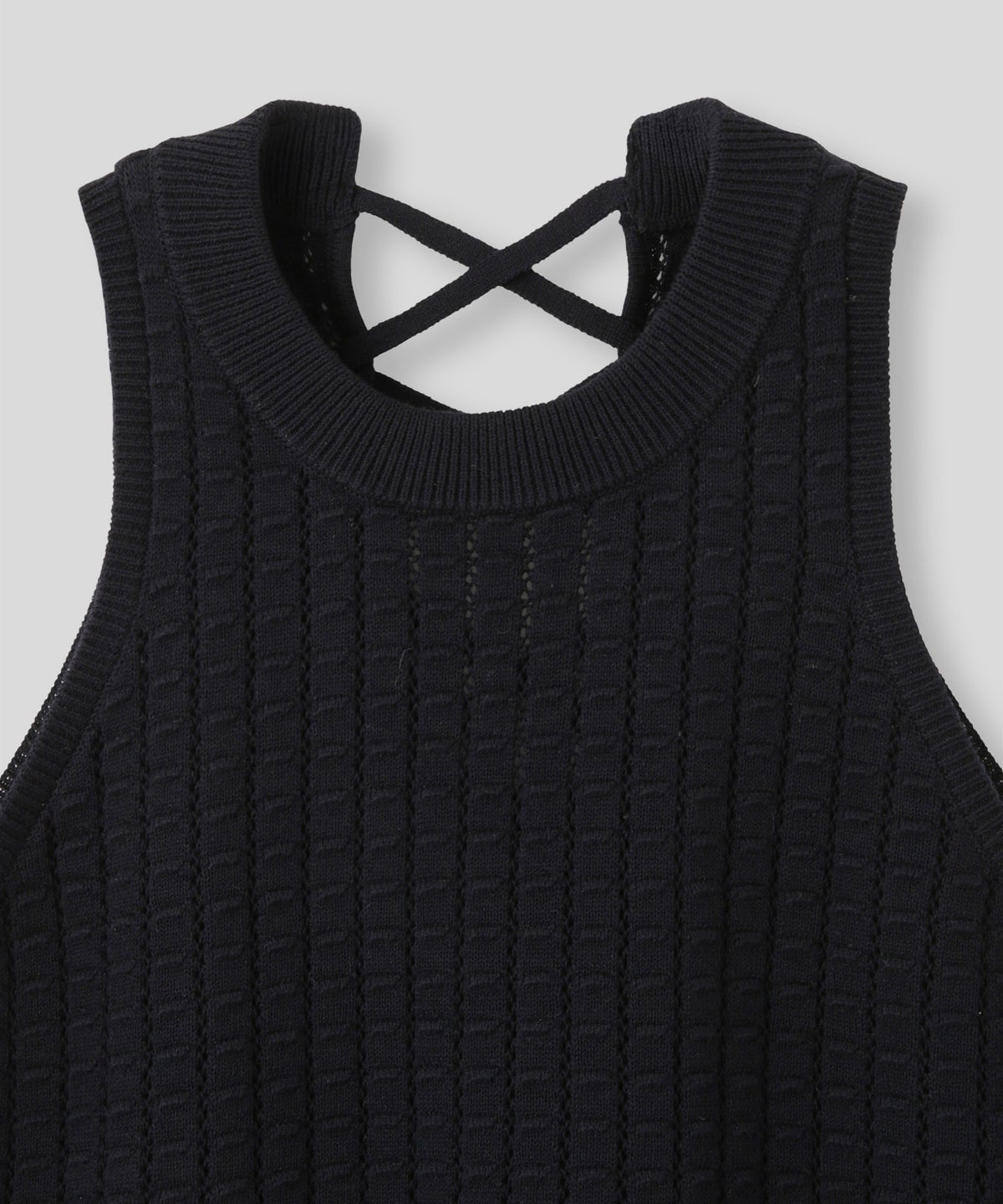 クラウド カット バックオープン アメスリニット KINO THE KEI バックオープン ニット バックシャン ニットトップス レースアップニット クロスストラップ ニット リボンデザイン 背中開きトップス リブニット ノースリーブニット タンクニット フィットニット