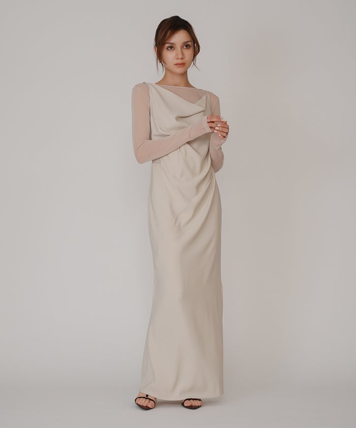 セカンドスキン シアー アシンメトリー トップス KINO THE KEI 変形トップス アシンメトリートップス ドレープトップス デザイントップス フィットトップス セカンドスキントップス レイヤードトップス インナートップス ロングスリーブトップス コンパクトトップス 美シルエットトップス