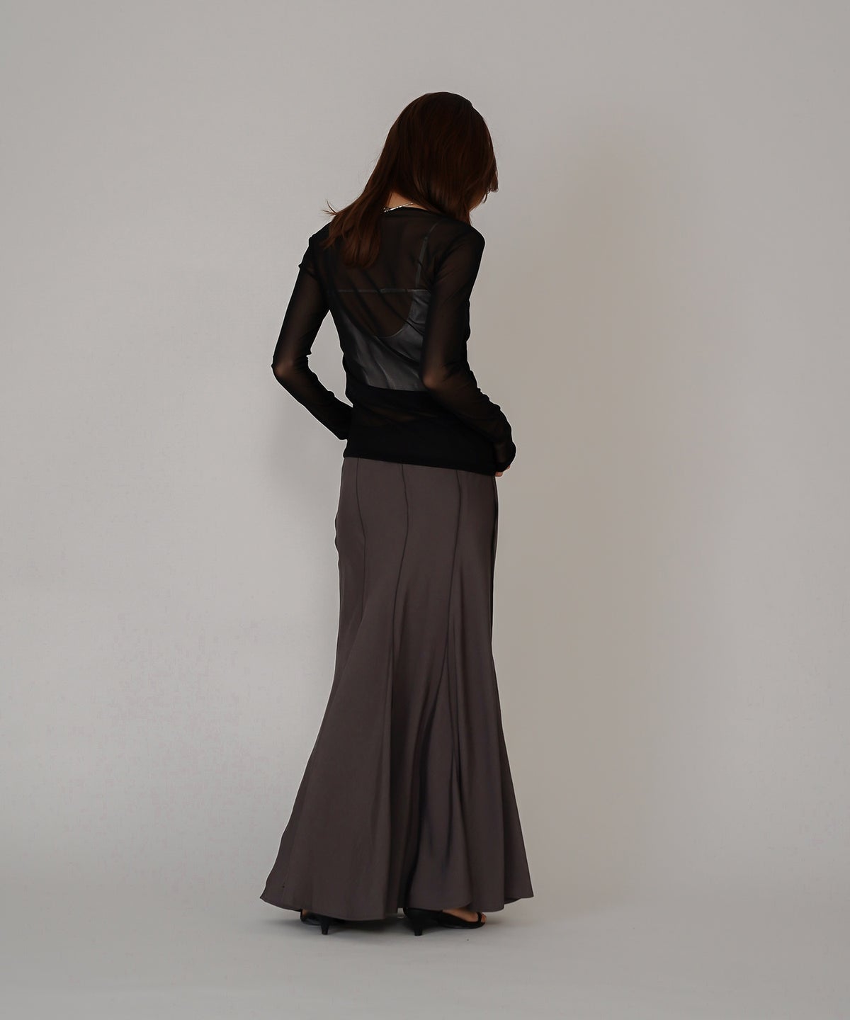 セカンドスキン シアー アシンメトリー トップス KINO THE KEI 変形トップス アシンメトリートップス ドレープトップス デザイントップス フィットトップス セカンドスキントップス レイヤードトップス インナートップス ロングスリーブトップス コンパクトトップス 美シルエットトップス