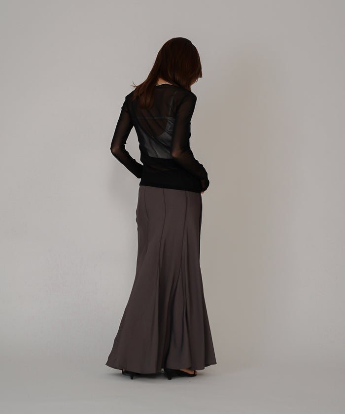 セカンドスキン シアー アシンメトリー トップス KINO THE KEI 変形トップス アシンメトリートップス ドレープトップス デザイントップス フィットトップス セカンドスキントップス レイヤードトップス インナートップス ロングスリーブトップス コンパクトトップス 美シルエットトップス