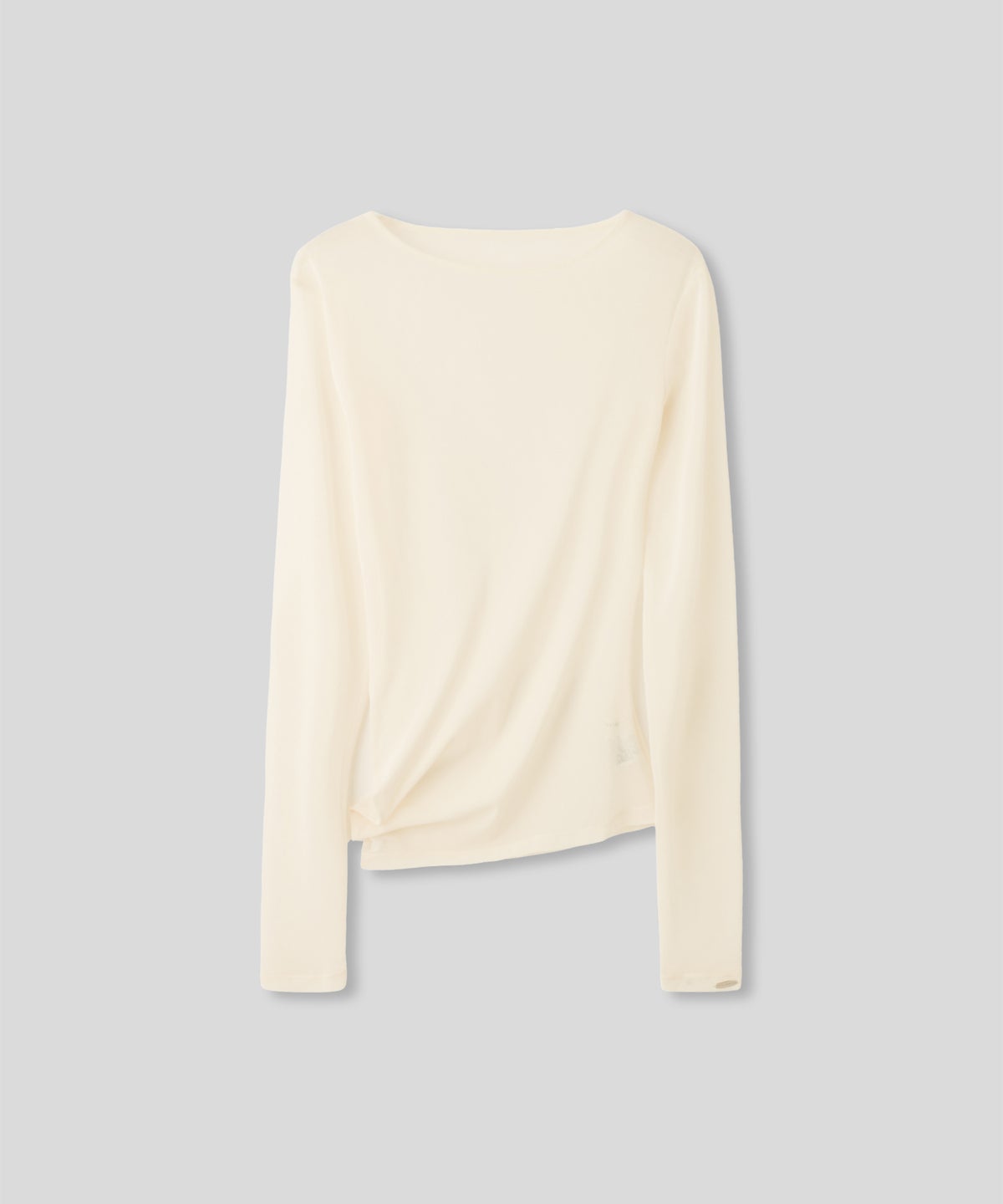 セカンドスキン シアー アシンメトリー トップス KINO THE KEI 変形トップス アシンメトリートップス ドレープトップス デザイントップス フィットトップス セカンドスキントップス レイヤードトップス インナートップス ロングスリーブトップス コンパクトトップス 美シルエットトップス