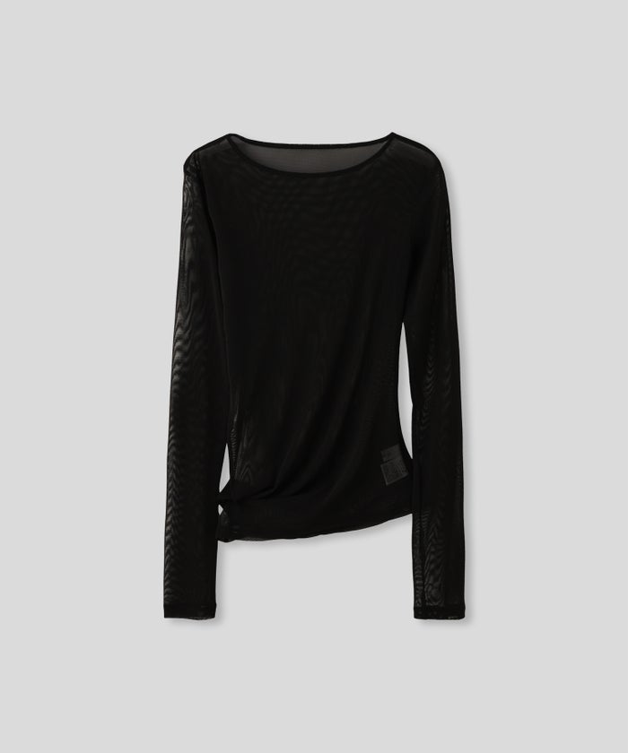 セカンドスキン シアー アシンメトリー トップス KINO THE KEI 変形トップス アシンメトリートップス ドレープトップス デザイントップス フィットトップス セカンドスキントップス レイヤードトップス インナートップス ロングスリーブトップス コンパクトトップス 美シルエットトップス