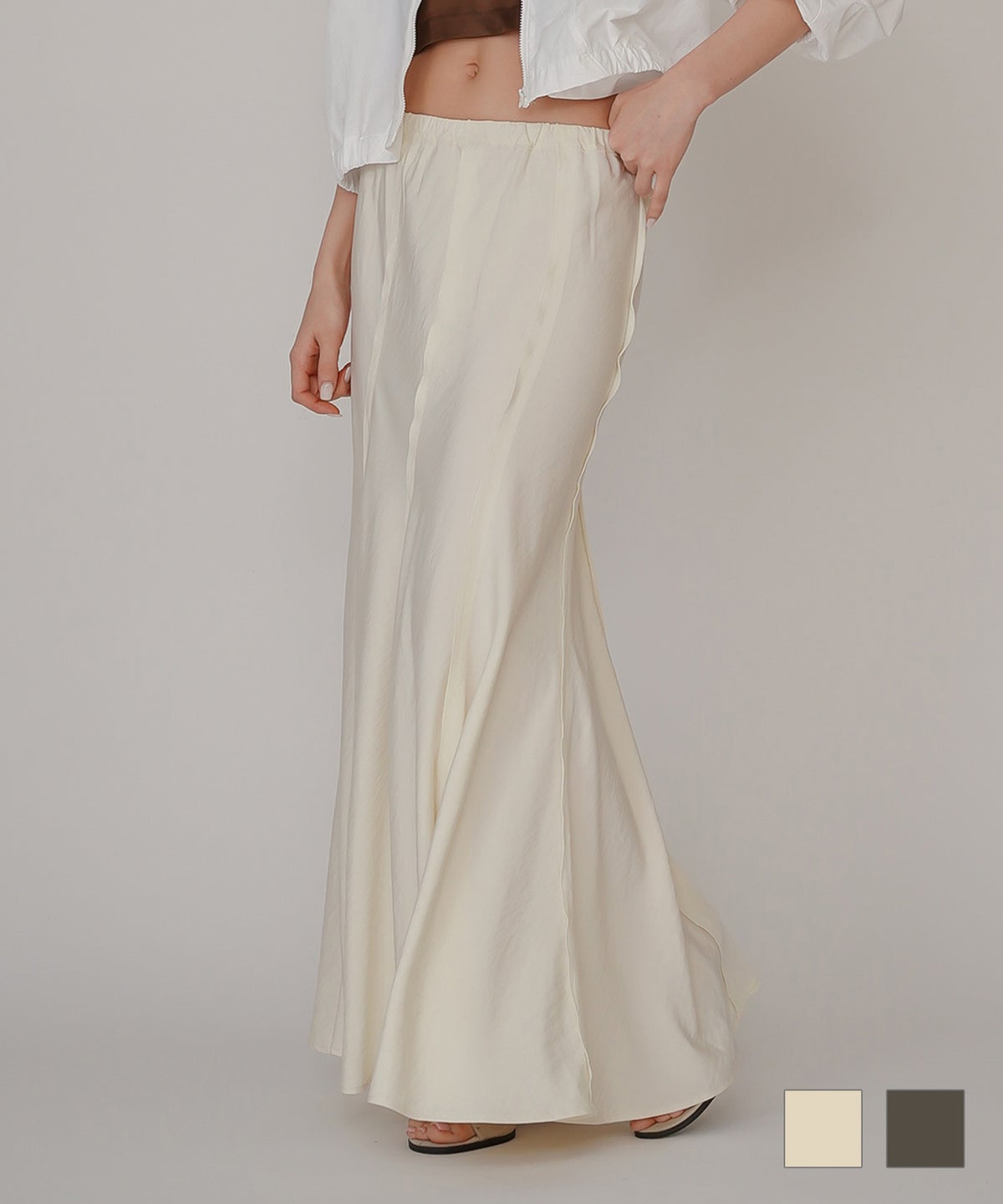 ウェーブ 切り替え スカート KINO THE KEI ロングスカート マーメイドスカート フレアスカート ウェーブデザインスカート 切替スカート デザインスカート 揺れスカート ボリュームスカート 美シルエットスカート スタイルアップスカート ウエストゴムスカート