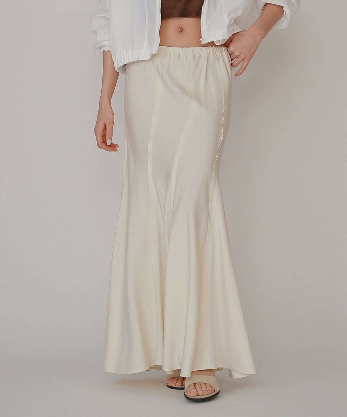 ウェーブ 切り替え スカート KINO THE KEI ロングスカート マーメイドスカート フレアスカート ウェーブデザインスカート 切替スカート デザインスカート 揺れスカート ボリュームスカート 美シルエットスカート スタイルアップスカート ウエストゴムスカート