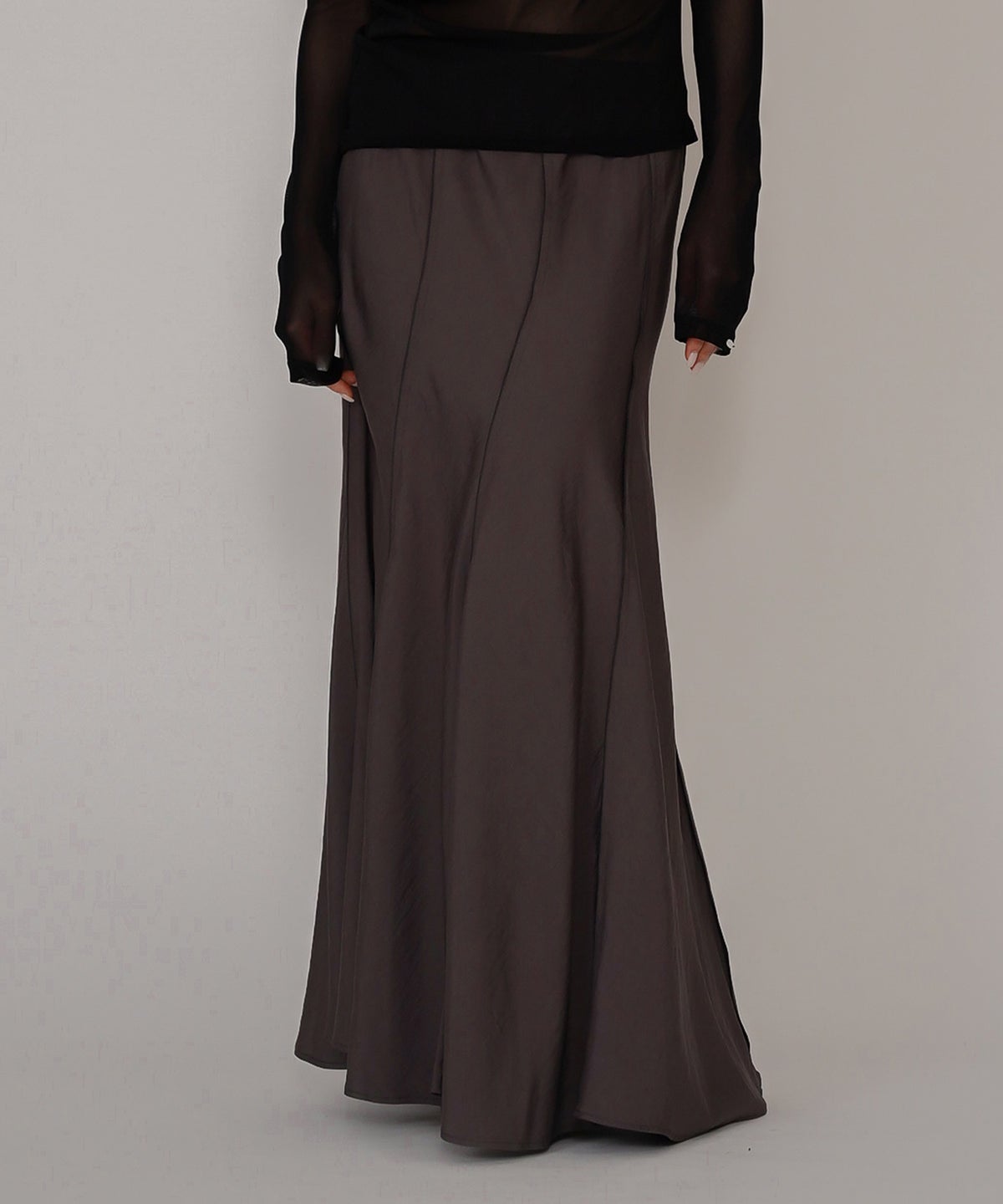 ウェーブ 切り替え スカート KINO THE KEI ロングスカート マーメイドスカート フレアスカート ウェーブデザインスカート 切替スカート デザインスカート 揺れスカート ボリュームスカート 美シルエットスカート スタイルアップスカート ウエストゴムスカート