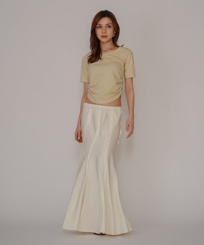 ウェーブ 切り替え スカート KINO THE KEI ロングスカート マーメイドスカート フレアスカート ウェーブデザインスカート 切替スカート デザインスカート 揺れスカート ボリュームスカート 美シルエットスカート スタイルアップスカート ウエストゴムスカート