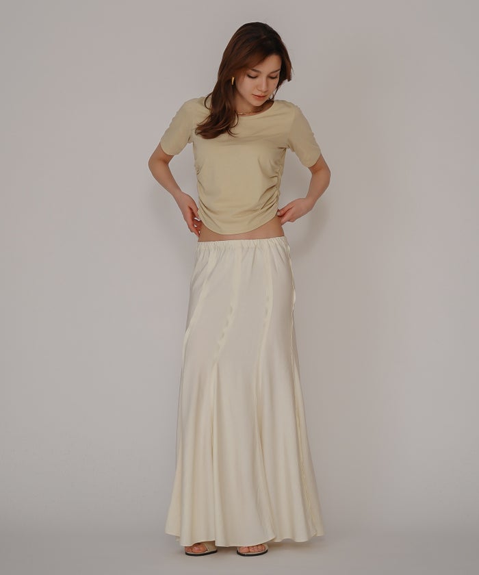 ウェーブ 切り替え スカート KINO THE KEI ロングスカート マーメイドスカート フレアスカート ウェーブデザインスカート 切替スカート デザインスカート 揺れスカート ボリュームスカート 美シルエットスカート スタイルアップスカート ウエストゴムスカート