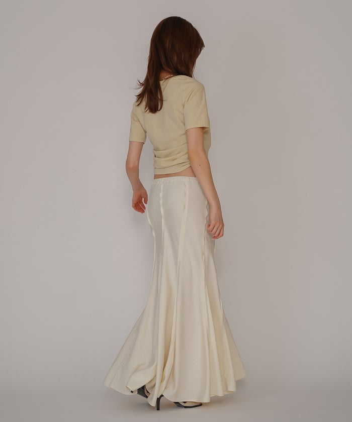 ウェーブ 切り替え スカート KINO THE KEI ロングスカート マーメイドスカート フレアスカート ウェーブデザインスカート 切替スカート デザインスカート 揺れスカート ボリュームスカート 美シルエットスカート スタイルアップスカート ウエストゴムスカート