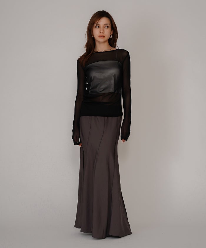 ウェーブ 切り替え スカート KINO THE KEI ロングスカート マーメイドスカート フレアスカート ウェーブデザインスカート 切替スカート デザインスカート 揺れスカート ボリュームスカート 美シルエットスカート スタイルアップスカート ウエストゴムスカート