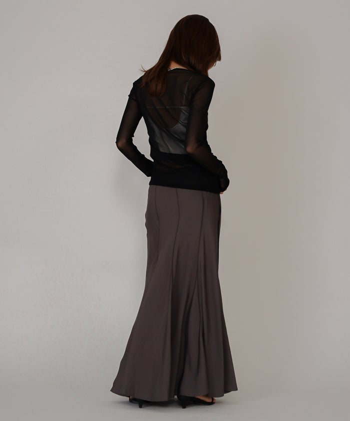 ウェーブ 切り替え スカート KINO THE KEI ロングスカート マーメイドスカート フレアスカート ウェーブデザインスカート 切替スカート デザインスカート 揺れスカート ボリュームスカート 美シルエットスカート スタイルアップスカート ウエストゴムスカート