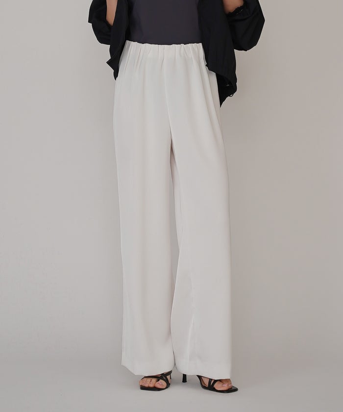 サテン セミ ワイド パンツ KINO THE KEI ゆったり ワイドパンツレディース 20代 ボトムズ 動きやすい 微光沢 着痩せ 美脚 大きいサイズ レディース 通勤 サテンシルク無地パンツ バケーション オフィス セットアップ オールシーズン対応 リゾート 南国　ディナー ルームウェア 大人可愛い 通学 学生 女子会