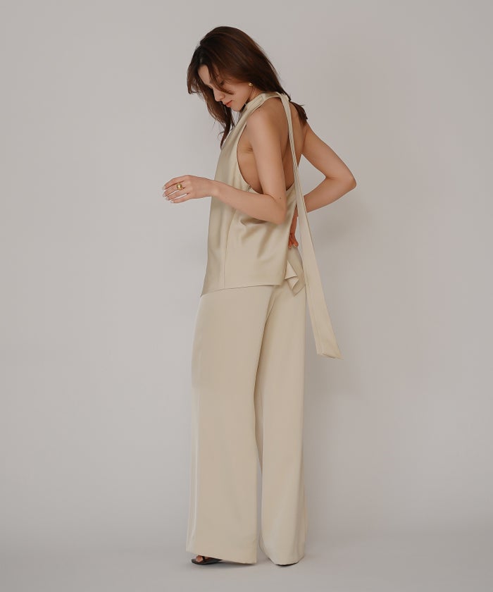 サテン セミ ワイド パンツ KINO THE KEI ゆったり ワイドパンツレディース 20代 ボトムズ 動きやすい 微光沢 着痩せ 美脚 大きいサイズ レディース 通勤 サテンシルク無地パンツ バケーション オフィス セットアップ オールシーズン対応 リゾート 南国　ディナー ルームウェア 大人可愛い 通学 学生 女子会