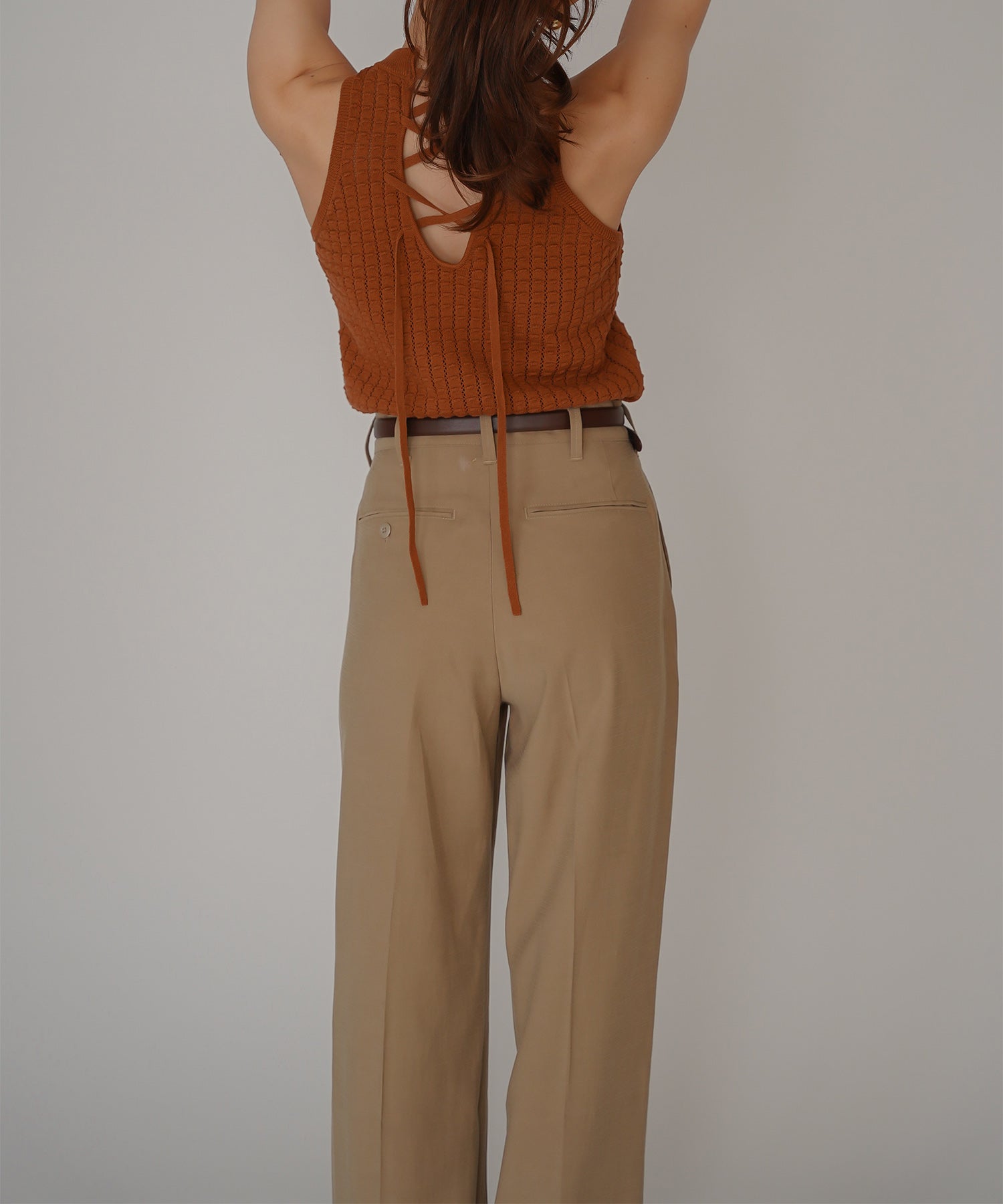 ハイウエスト スムース レーヨン タック パンツ KINO THE KEI 全2色