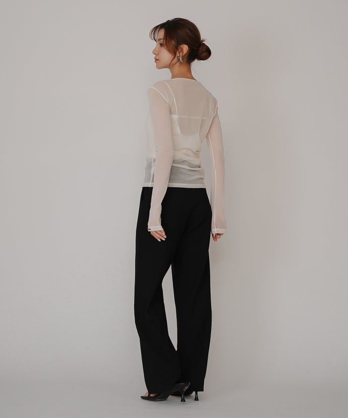 ハイウエスト スムース レーヨン タック パンツ KINO THE KEI サマーチノパンツ ハイウエストパンツ チノパンツ ストレートパンツ センタープレスパンツ タックパンツ 美脚パンツ 脚長パンツ スタイルアップパンツ きれいめパンツ 大人カジュアルパンツ オフィスカジュアル