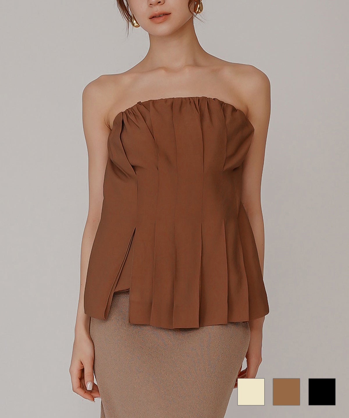 シェル ビスチェ ブラウス KINO THE KEI ベアトップ ベアトップス キャミトップス ペプラムトップス フレアトップス タックデザイントップス デザインキャミソール キャミブラウス ペプラムブラウス ウエストマークトップス スタイルアップトップス