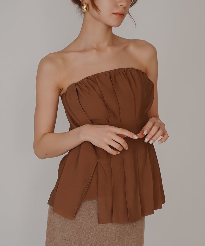 シェル ビスチェ ブラウス KINO THE KEI ベアトップ ベアトップス キャミトップス ペプラムトップス フレアトップス タックデザイントップス デザインキャミソール キャミブラウス ペプラムブラウス ウエストマークトップス スタイルアップトップス