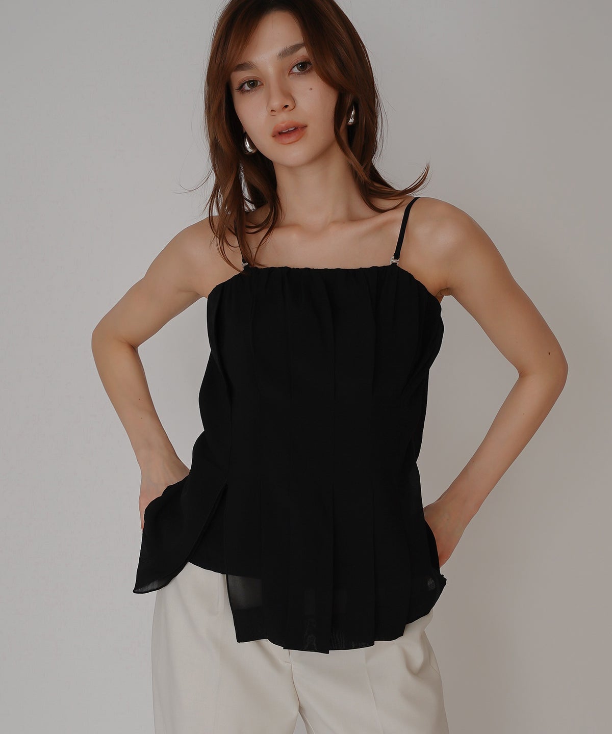 シェル ビスチェ ブラウス KINO THE KEI ベアトップ ベアトップス キャミトップス ペプラムトップス フレアトップス タックデザイントップス デザインキャミソール キャミブラウス ペプラムブラウス ウエストマークトップス スタイルアップトップス