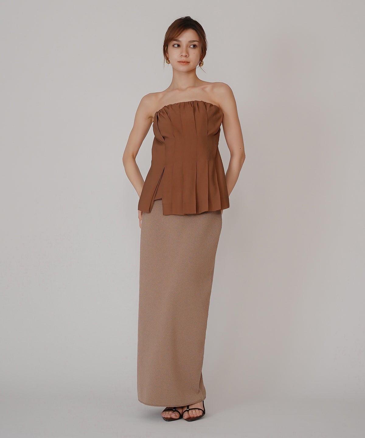 シェル ビスチェ ブラウス KINO THE KEI ベアトップ ベアトップス キャミトップス ペプラムトップス フレアトップス タックデザイントップス デザインキャミソール キャミブラウス ペプラムブラウス ウエストマークトップス スタイルアップトップス