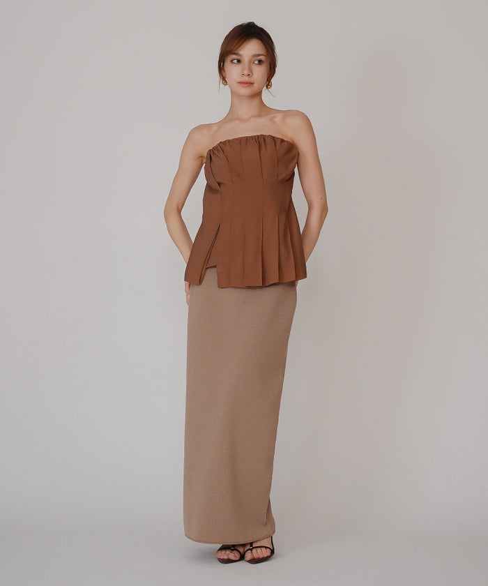 シェル ビスチェ ブラウス KINO THE KEI ベアトップ ベアトップス キャミトップス ペプラムトップス フレアトップス タックデザイントップス デザインキャミソール キャミブラウス ペプラムブラウス ウエストマークトップス スタイルアップトップス