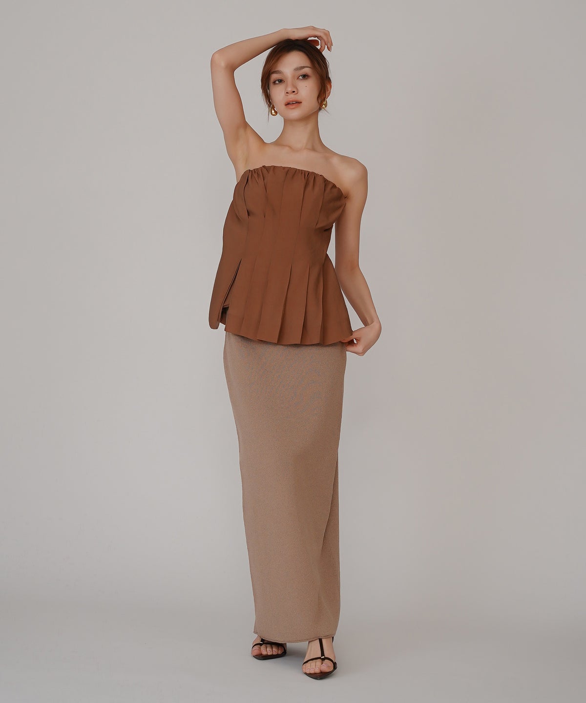 シェル ビスチェ ブラウス KINO THE KEI ベアトップ ベアトップス キャミトップス ペプラムトップス フレアトップス タックデザイントップス デザインキャミソール キャミブラウス ペプラムブラウス ウエストマークトップス スタイルアップトップス