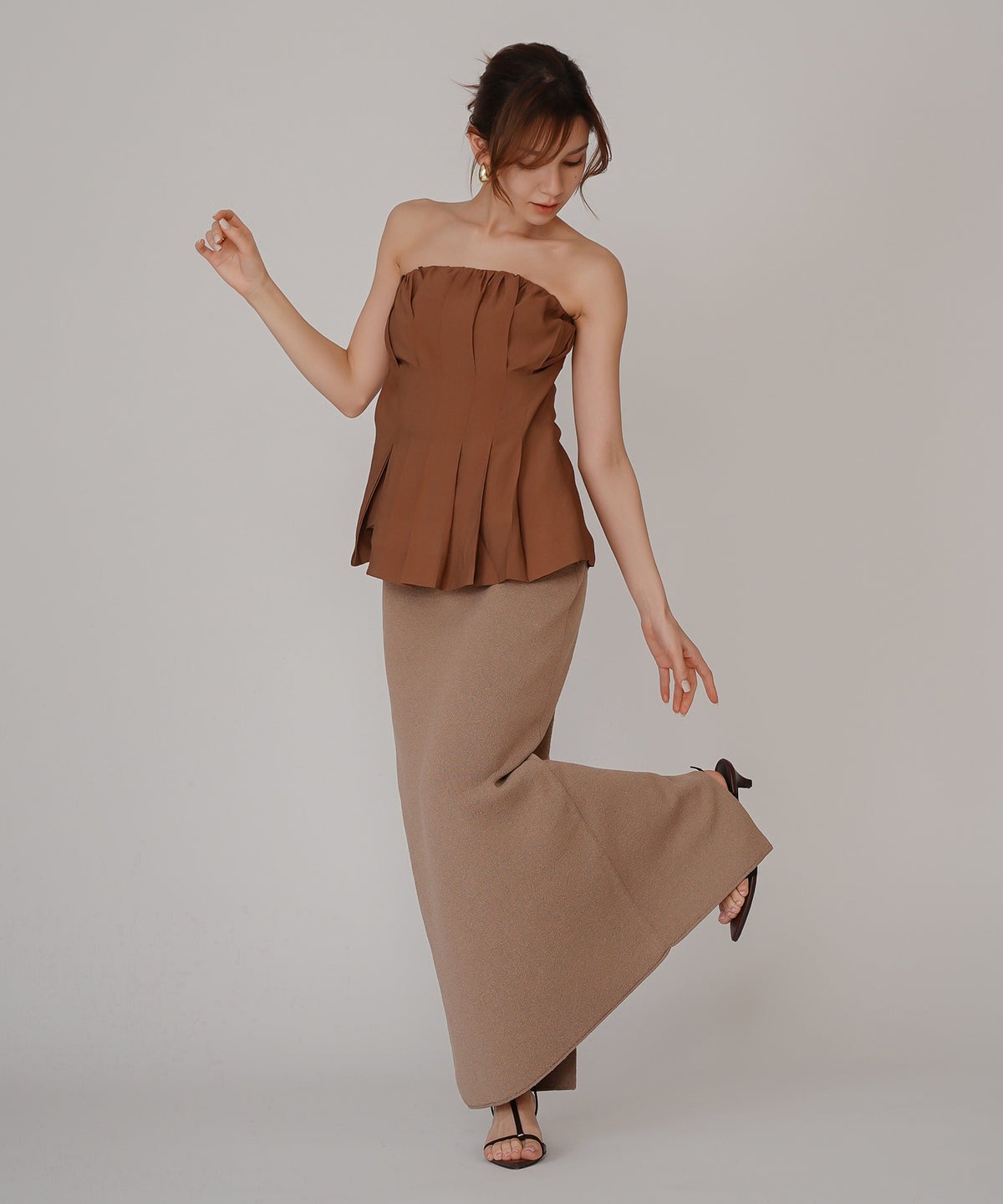 シェル ビスチェ ブラウス KINO THE KEI ベアトップ ベアトップス キャミトップス ペプラムトップス フレアトップス タックデザイントップス デザインキャミソール キャミブラウス ペプラムブラウス ウエストマークトップス スタイルアップトップス