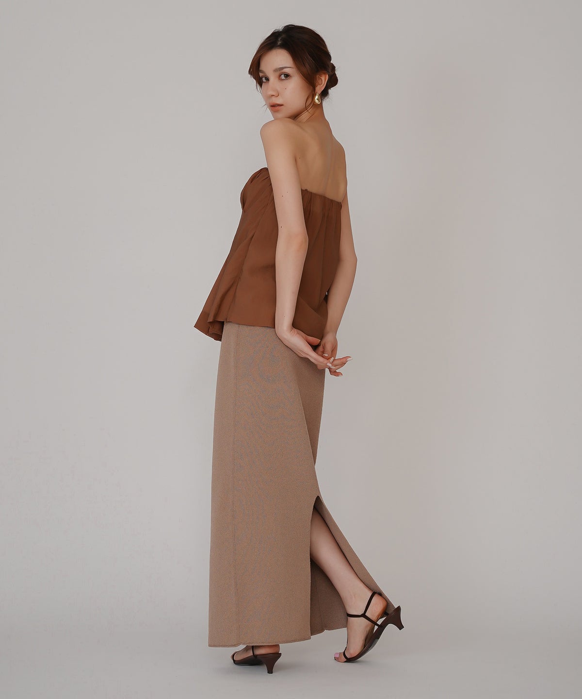 シェル ビスチェ ブラウス KINO THE KEI ベアトップ ベアトップス キャミトップス ペプラムトップス フレアトップス タックデザイントップス デザインキャミソール キャミブラウス ペプラムブラウス ウエストマークトップス スタイルアップトップス