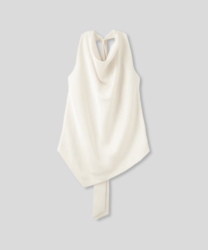 ホルター ドレープ サテン ブラウス KINO THE KEI ホルターネック ブラウス サテンブラウス サテン バックオープン トップス アシンメトリー ドレープ 光沢感 落ち感 とろみ素材 上品 ヘルシー 肌見せ モード きれいめ オケージョン デート 女子会