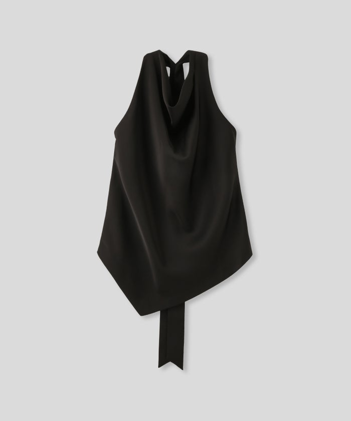 ホルター ドレープ サテン ブラウス KINO THE KEI ホルターネック ブラウス サテンブラウス サテン バックオープン トップス アシンメトリー ドレープ 光沢感 落ち感 とろみ素材 上品 ヘルシー 肌見せ モード きれいめ オケージョン デート 女子会