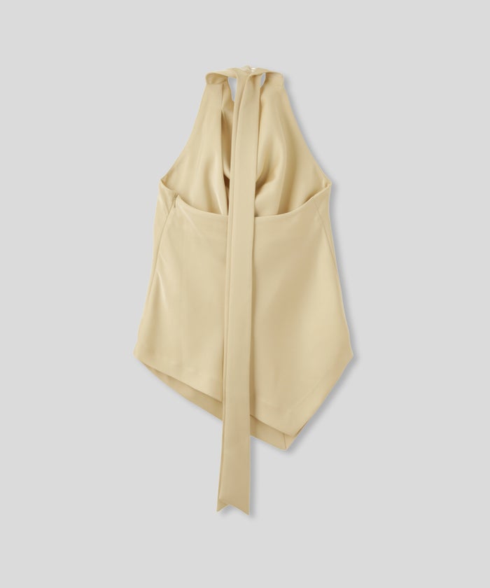 ホルター ドレープ サテン ブラウス KINO THE KEI ホルターネック ブラウス サテンブラウス サテン バックオープン トップス アシンメトリー ドレープ 光沢感 落ち感 とろみ素材 上品 ヘルシー 肌見せ モード きれいめ オケージョン デート 女子会