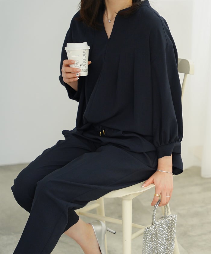 ドロスト テーパード パンツ レディース ファッション ウォッシャブル ライトグレー ピンク ネイビー M